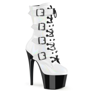 1046TT - 18 cm platform high heel boots patent white