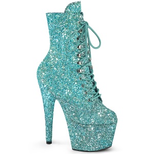 ADORE-1020GWR 18 cm pleaser hoge hakken boots plateau glitter turquoise