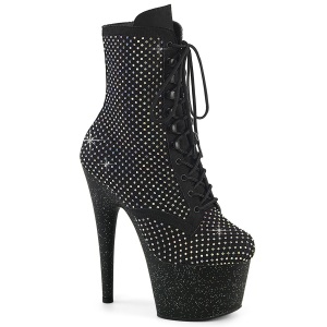 ADORE-1020RM 18 cm pleaser hoge hakken boots plateau strass zwart