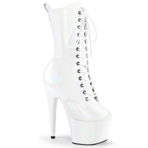 ADORE-1040WRHG - 18 cm platform high heels boots hologram witte