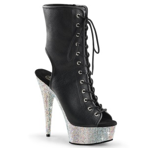 BEJ-1016-6 - 18 cm pleaser hoge hakken boots plateau strass zilveren