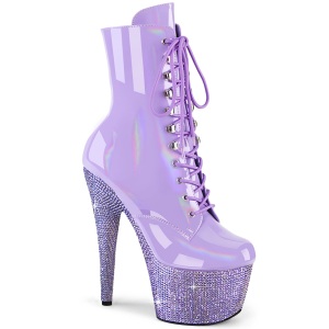 BEJ-1020-7 - 18 cm pleaser hoge hakken boots plateau strass lavendel