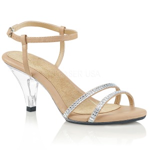 Beige Glitter 8 cm BELLE-316 Womens High Heel Sandals