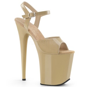 Beige Shiny 20 cm Pleaser FLAMINGO-809 High Heels Platform