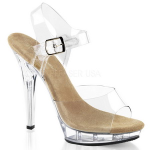Beige Transparent 13 cm LIP-108 Platform High Heels Shoes