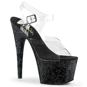 Black 18 cm ADORE-708MG glitter platform high heels shoes
