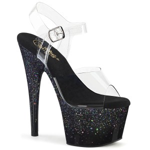 Black 18 cm ADORE-708SS glitter platform sandals shoes