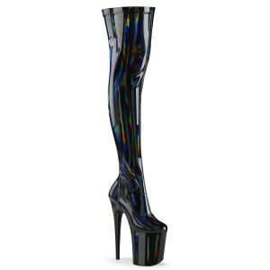 Black 20 cm FLAMINGO-3000HWR Hologram exotic pole dance overknee boots