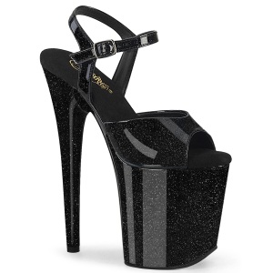 Black 20 cm FLAMINGO-809GP glitter platform high heels