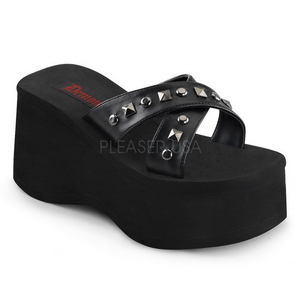 Black 9 cm FUNN-29 Goth Platform Sandals Womens