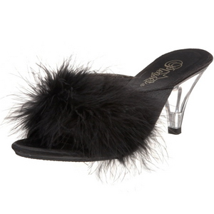 Black Feathers 8 cm BELLE-301F High Women Mules Shoes for Men