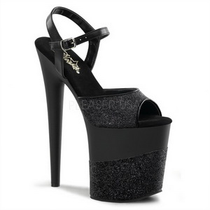 Black Glitter 20 cm Pleaser FLAMINGO-809-2G High Heels Platform