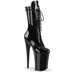 Black Patent 23 cm INFINITY-1050 extrem platform high heels ankle boots