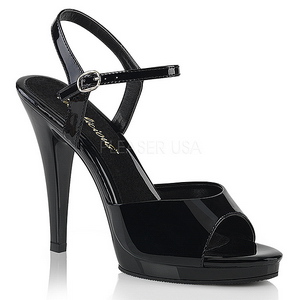 Black Shiny 12 cm FLAIR-409 Womens High Heel Sandals