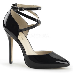 Black Shiny 13 cm AMUSE-25 Pumps High Heels for Men