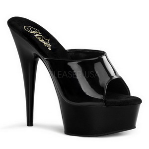 Black Shiny 15,5 cm DELIGHT-601 Platform High Mules