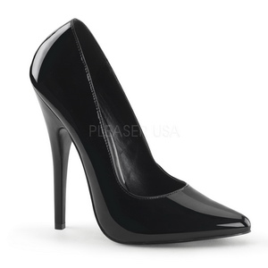 Black Shiny 15 cm DOMINA-420 Pumps High Heels for Men