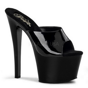 Black Shiny 18 cm PLEASER SKY-301 Platform High Mules