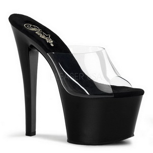 Black Transparent 18 cm PLEASER SKY-301 Platform High Mules