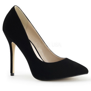 Black Velvet 13 cm AMUSE-20 pointed toe stiletto pumps