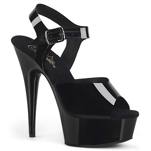 Black high heels 15 cm DELIGHT-608N JELLY-LIKE stretch material platform high heels