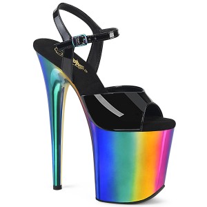 Black sandals platform 20 cm FLAMINGO-809RC pleaser high heels sandals