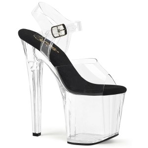 Black transparent 19 cm ENCHANT-708 Platform High Heels Shoes