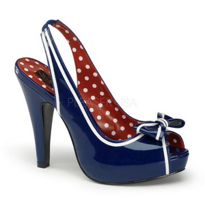 Blauw 11,5 cm retro vintage BETTIE-05 damesschoenen met hoge hak