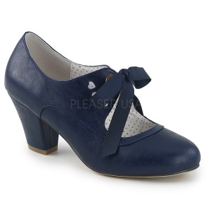 Blauw 6,5 cm WIGGLE-32 retro vintage maryjane pumps met blokhak