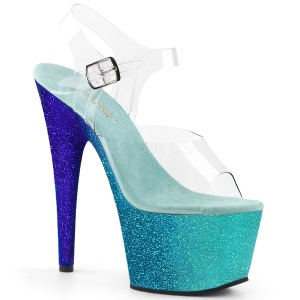 Blauw glitter 18 cm Pleaser ADORE-708OMBRE paaldans schoenen met hoge hakken