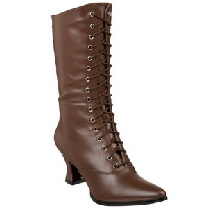 Brown 7 cm VICTORIAN-120 Lace Up Ankle Calf Women Boots