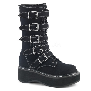 Canvas 5 cm EMILY-341 demonia laarzen met plateau