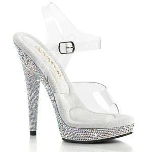 Fabulicious 15 cm SULTRY-608DM sandalen hoge hakken plateau met strass