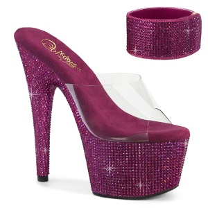 Fuchsia 18 cm 712RS pleaser sandalen hoge hakken met enkel manchet strass plateau