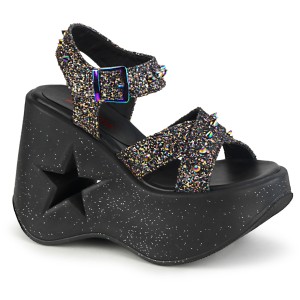 Glitter 13 cm DemoniaCult DYNAMITE-02 lolita sandalen wedge sandalen sleehak