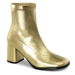 Gold Leatherette 7,5 cm GOGO-150 stretch block heels ankle boots