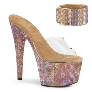 Gold rhinestone 18 cm BEJEWELED-712RS pleaser high heels with ankle cuff