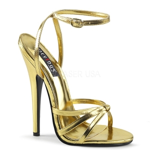 Goud 15 cm Devious DOMINA-108 sandalen met naaldhak