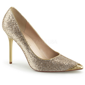 Goud Glitter 10 cm CLASSIQUE-20 naaldhak pumps met puntneus