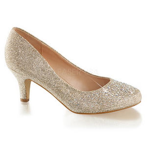 Goud Kristal Steentjes 6,5 cm DORIS-06 Hoge Avond Pumps met Hakken