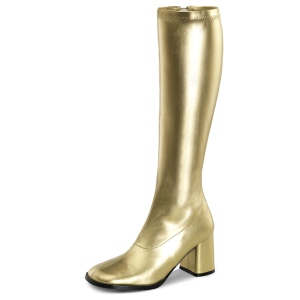 Gouden laklaarzen 7,5 cm GOGO-300 Dameslaarzen hakken voor heren