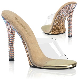 Gouden mules 11,5 cm GALA-01DMM strass mules met naaldhak