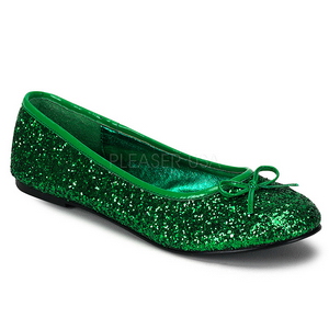 Green STAR-16G glitter flat ballerinas womens shoes