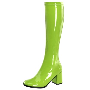 Green patent boots 7,5 cm GOGO-300 High Heeled Womens Boots for Men