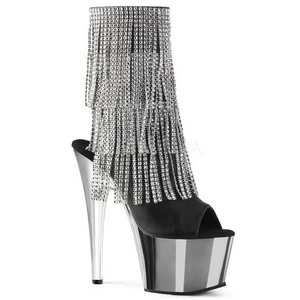 Grijs 18 cm ADORE-1024RSF dames enkellaarsjes met franjes