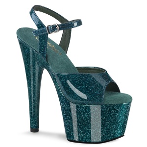 Groene 18 cm ADORE-709GP glitter plateau sandalen met hak