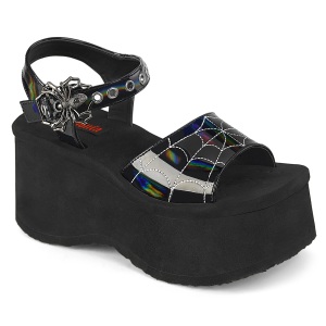 Hologram 6,5 cm DemoniaCult FUNN-10 emo lolita plateau wedge sandalen sleehak