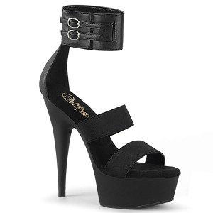 Kunstleer 15 cm DELIGHT-672 pleaser hoge hakken met brede enkelband