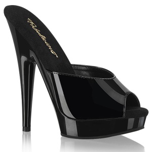 Kunstleer 15 cm SULTRY-601 Zwarte mules hoge hakken