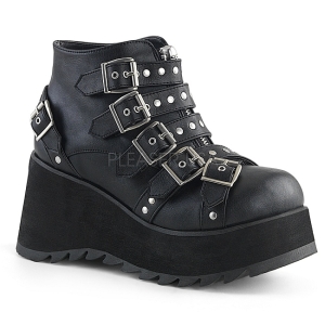 Kunstleer 8 cm DEMONIA SCENE-30 gothic enkellaarzen met gespen